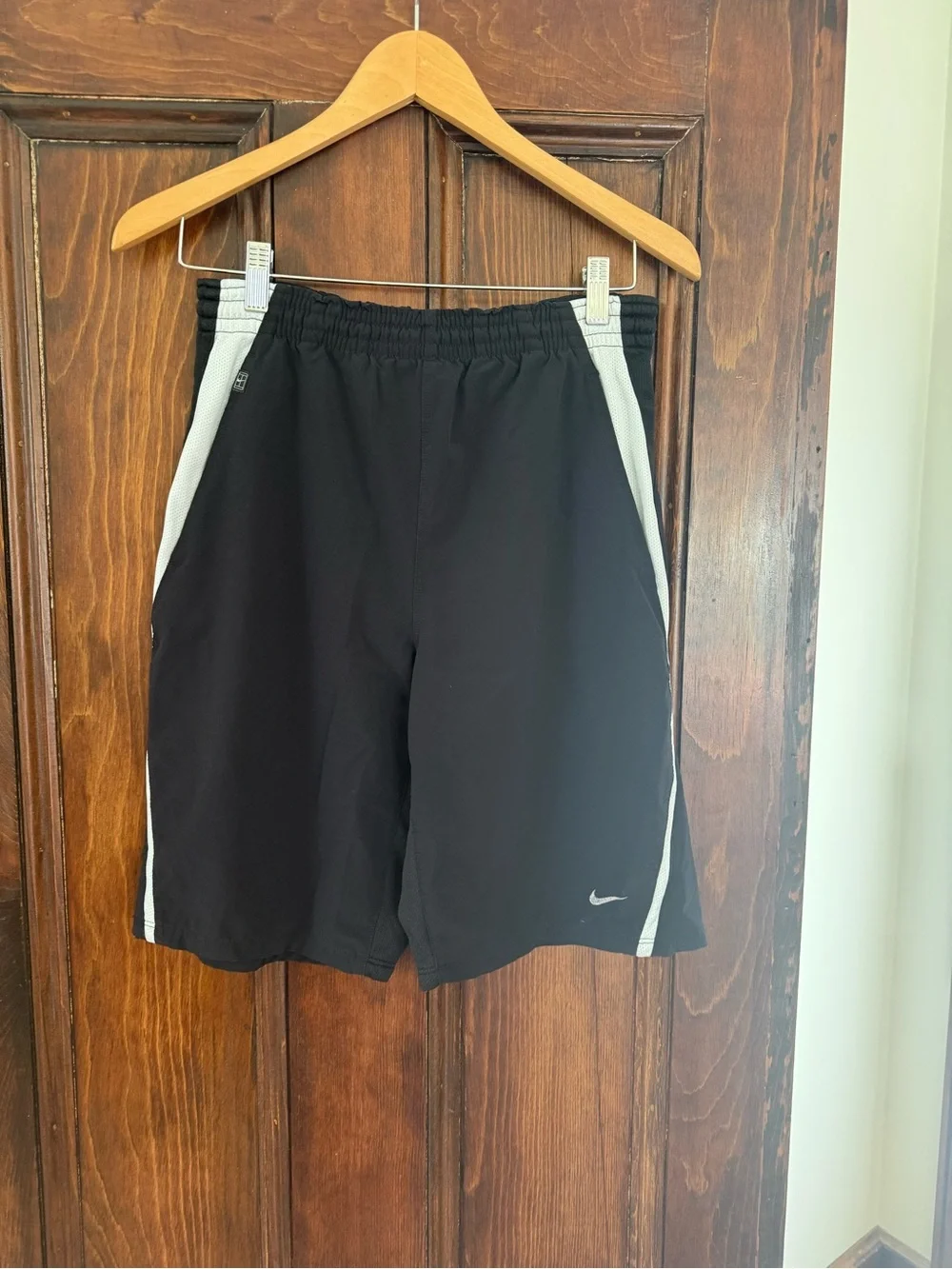 Nike Men’s Black Athletic Shorts with White Side Panels